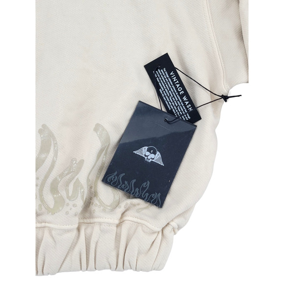 Civil Regime Flame Graphic Cropped Sweatshirt Size Large - Picture 4 of 6